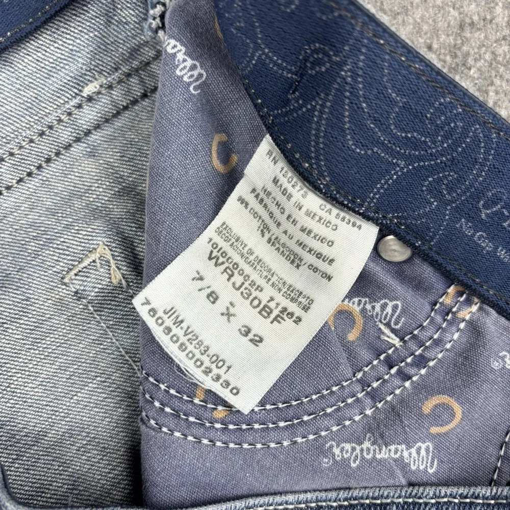 Wrangler Q-Baby Jeans Womens‎ 7/8x32 Western Bootcut Rodeo Distressed Blue Denim